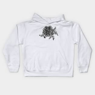 Watercolor houseleek - black and white Kids Hoodie